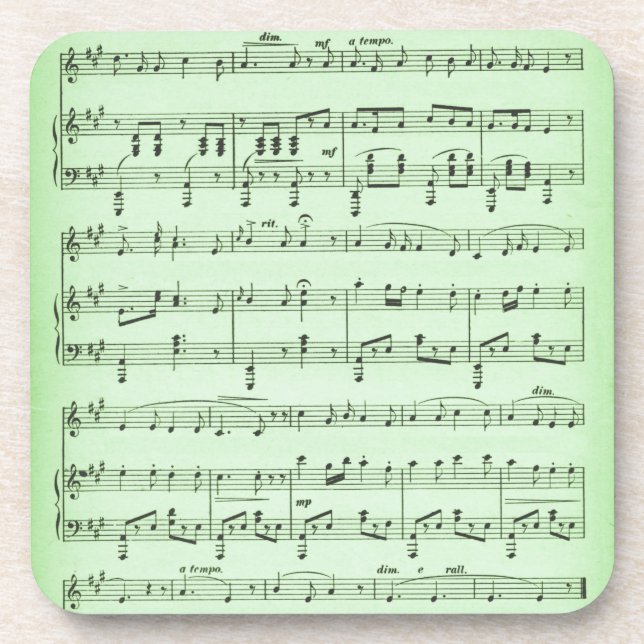 Dessous-de-verre Partition de musique verte (Devant)