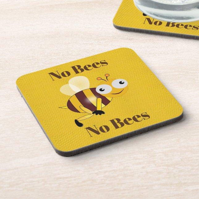 Dessous-de-verre Pas d'abeilles Pas de boutons Beverage Coaster (Côté gauche)