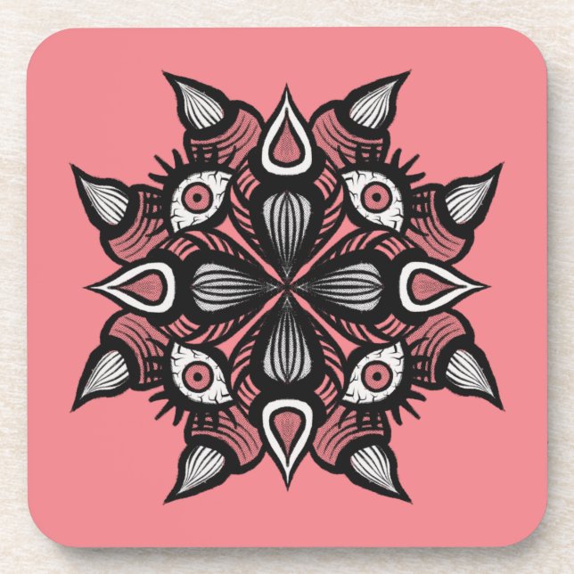 Dessous-de-verre Pastel Goth Witch Design - Monstre Rose Noir (Devant)