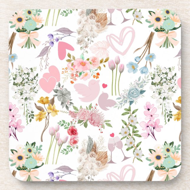 Dessous-de-verre Pastel Mariage ornements motif 02 (Devant)