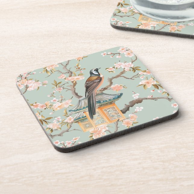 Dessous-de-verre Pastel Oriental Oiseaux et fleurs de fruits (Côté gauche)