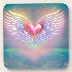 Dessous-de-verre Pastel Rainbow Winged Heart