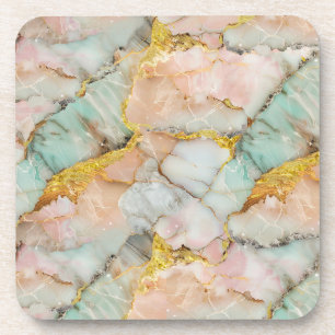 Dessous-de-verre Pastel Rose, Turquoise, Marbre blanc