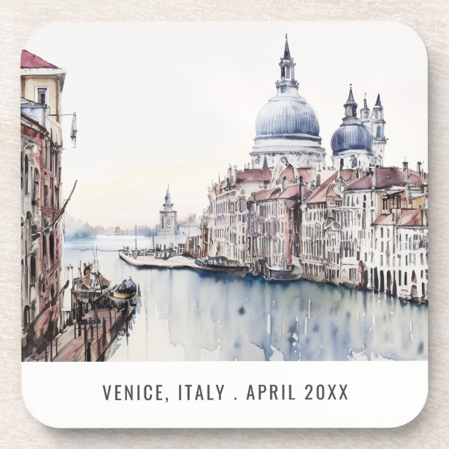 Dessous-de-verre Pastel Venice Italie Aquarelle Voyage italien (Devant)