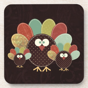 Dessous-de-verre Patchwork Turquie Famille de trois Thanksgiving