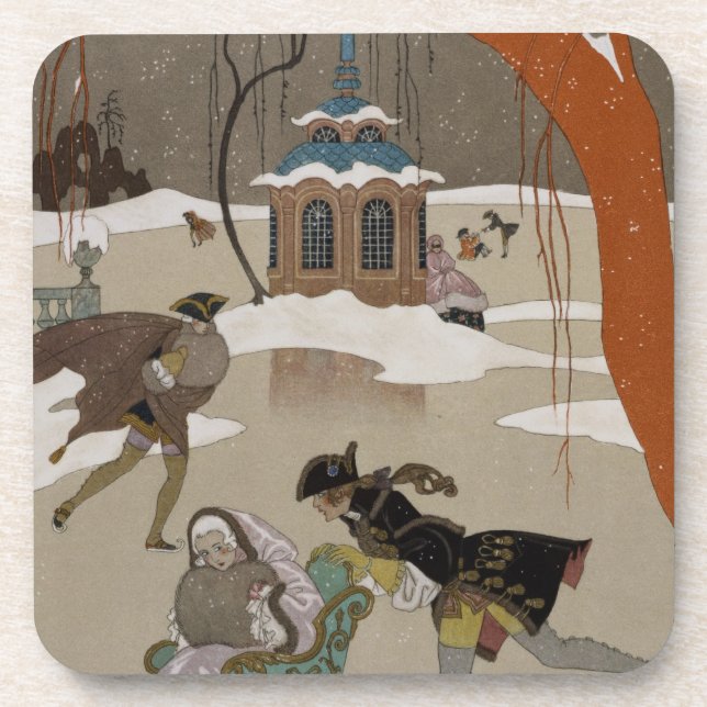 Dessous-de-verre Patinage de glace sur le lac congelé (Devant)