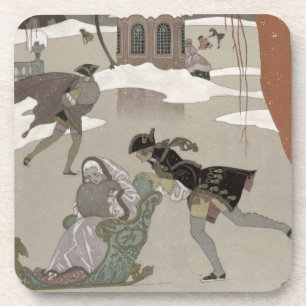 Dessous-de-verre Patinage de glace sur le lac congelé, illustratio