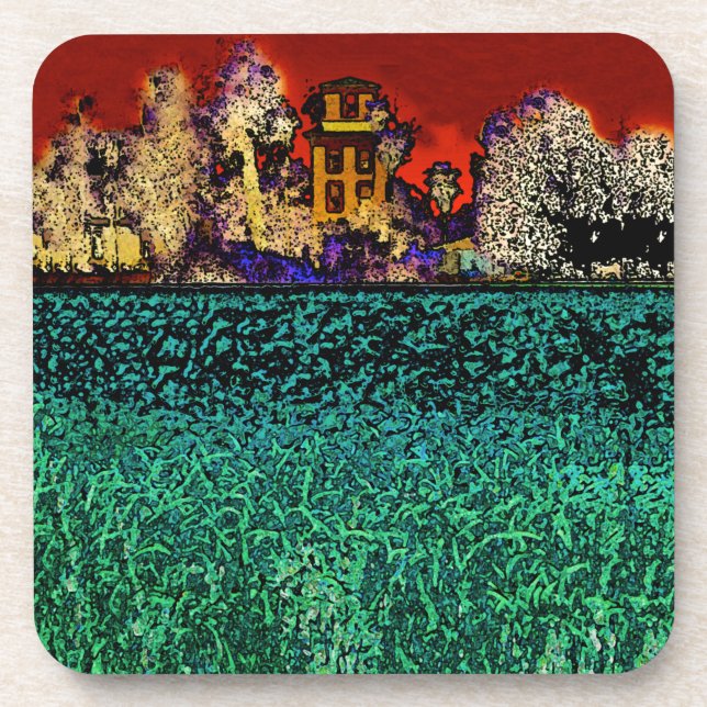 Dessous-de-verre Patrick Ranch, Chico, CA (En rouge et vert) (Devant)