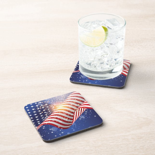 Dessous-de-verre Patriotic July 4th Plastic Coaster Set (Côté Droit)