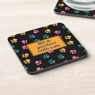 Dessous-de-verre Patte de chat noir drôle mignonne