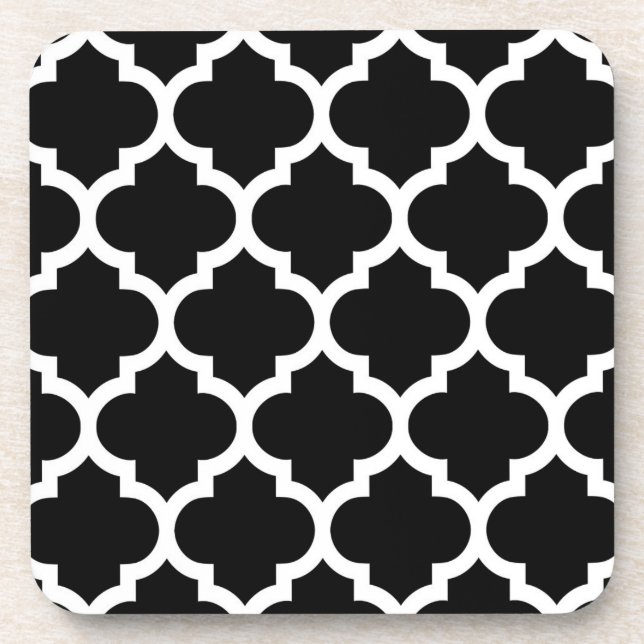 Dessous-de-verre Patters noirs White Moroccan Quatrefoil #5 (Devant)