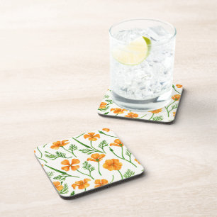 Dessous-de-verre Pavot de Californie, fleurs d'été, orange wil