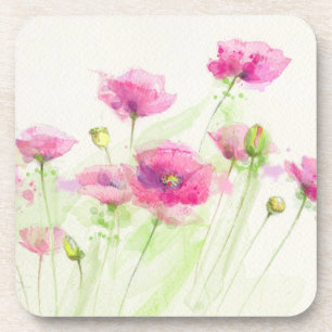 Dessous-de-verre Pavots peints 3 d'aquarelle