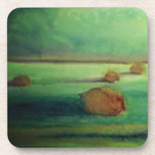 Dessous-de-verre Paysage aquarelle peinture verte