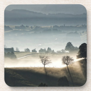 Dessous-de-verre Paysage campagnard brumeux de Suisse
