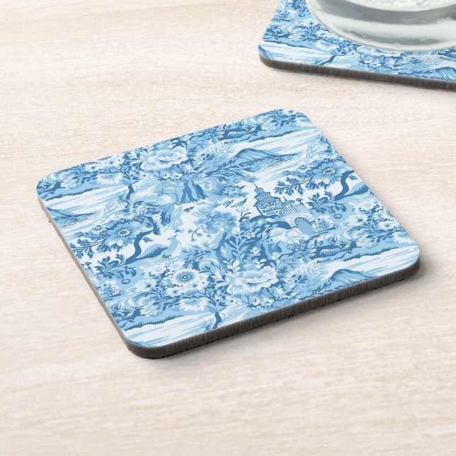 Dessous-de-verre Paysage classique en toile bleue (Côté gauche)