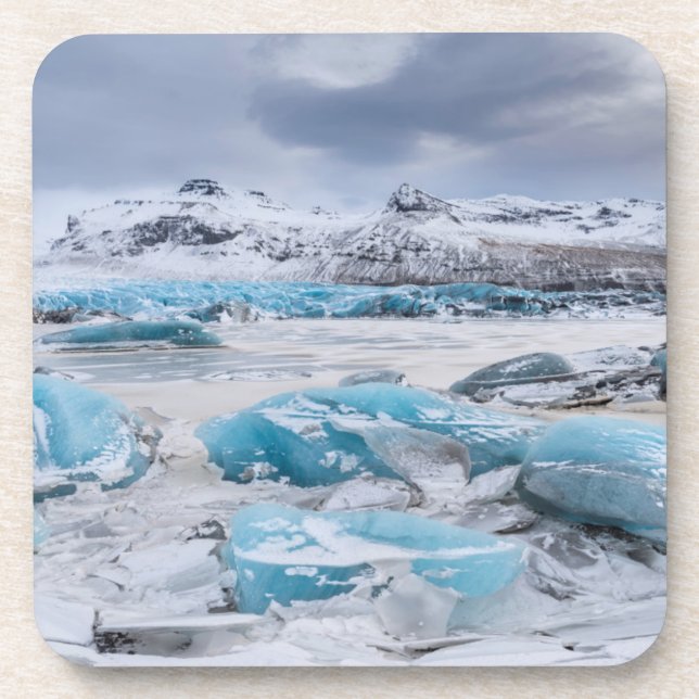 Dessous-de-verre Paysage de glace de glacier, Islande (Devant)