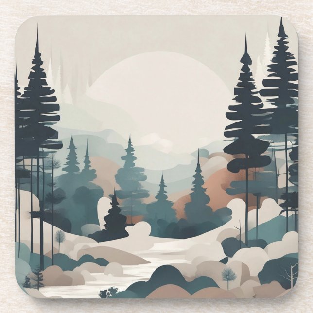 Dessous-de-verre Paysage de la forêt de Boho (Devant)
