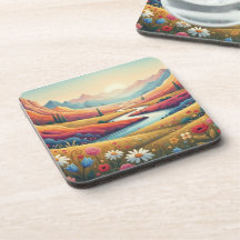 Paysage de montagne moderne au coucher du soleil v