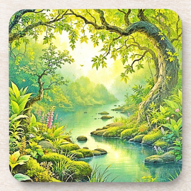 Dessous-de-verre Paysage forestier éclairé (Devant)