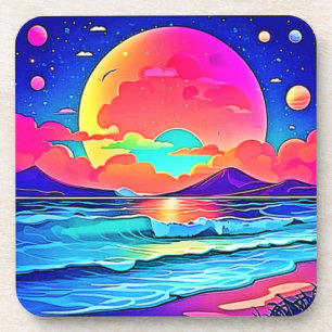 Dessous-de-verre Paysage marin au coucher du soleil