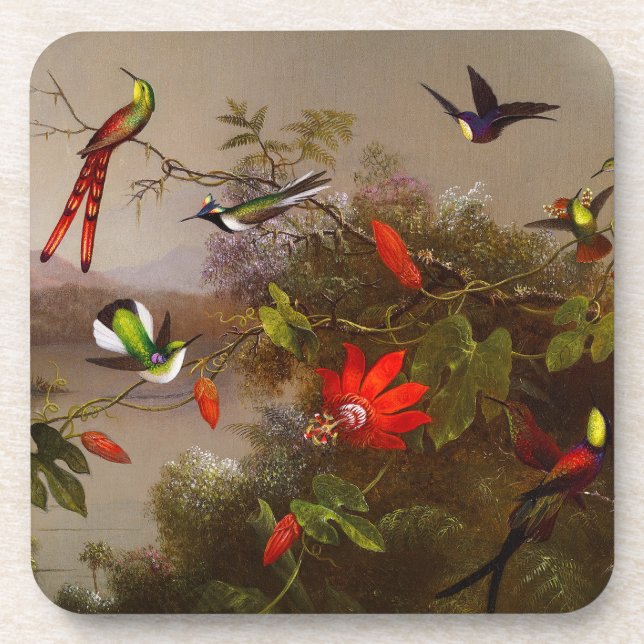Dessous-de-verre Paysage tropical avec dix colibris (Devant)