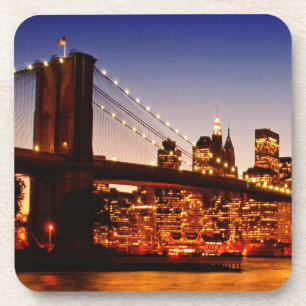 Dessous-de-verre Paysage urbain de New York avec le pont au-dessus