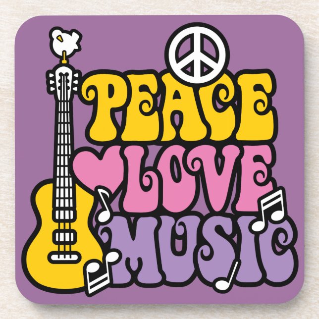 Dessous-de-verre Peace Love Music (Devant)