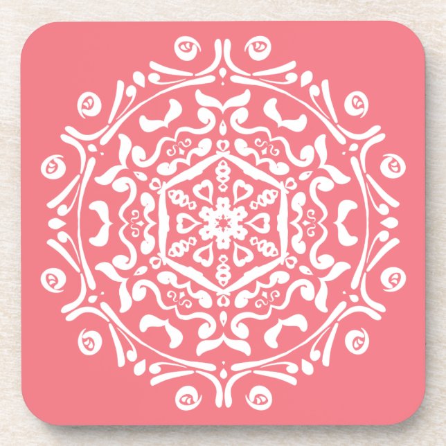 Dessous-de-verre Peach Mandala (Devant)