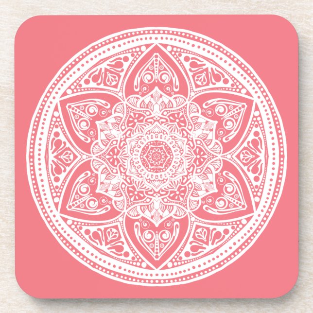 Dessous-de-verre Peach Mandala (Devant)