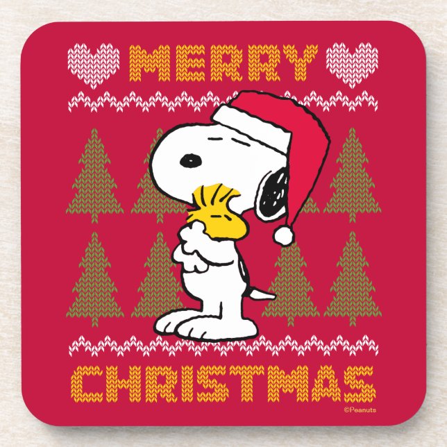 Dessous-de-verre Peanuts | Snoopy & Woodstock Santa Claus Hug (Devant)