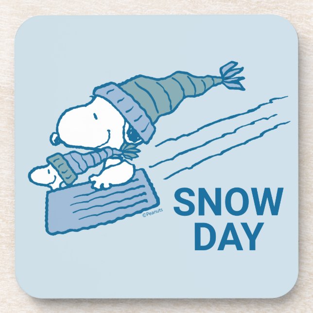 Dessous-de-verre Peanuts | Snoopy & Woodstock Sledding (Devant)