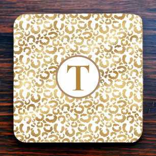 Dessous-de-verre Peau léopard d'or Monogrammé
