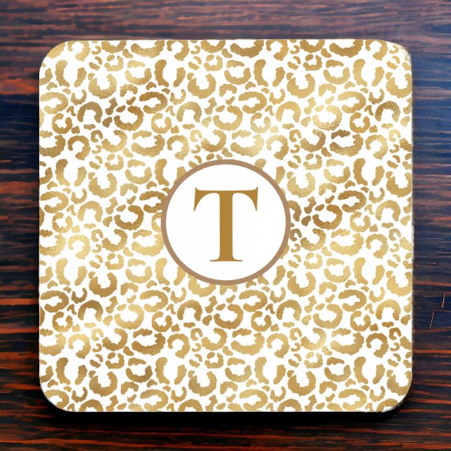 Dessous-de-verre Peau léopard d'or Monogrammé (Créateur téléchargé)