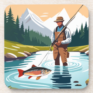 Dessous-de-verre Pêche pacifique du matin Wading Mountain Creek