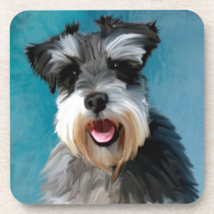 Dessous-de-verre Peinture à l'aquarelle d'un Schnauzer Nain