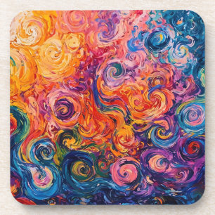 Dessous-de-verre Peinture à l'huile de tourbillons psychédélique