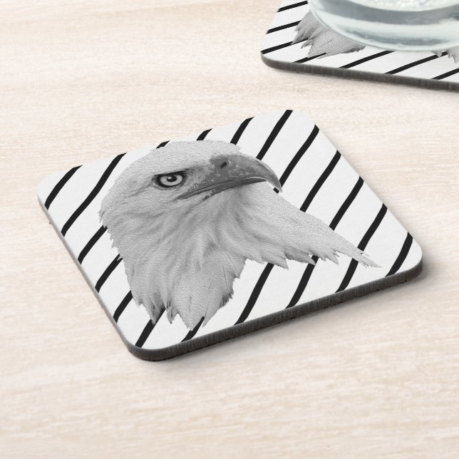 Dessous-de-verre Peinture à l'huile de visage d'aigle chauve, (Côté gauche)