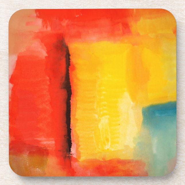 Dessous-de-verre Peinture Abstraite rouge moderne (Devant)