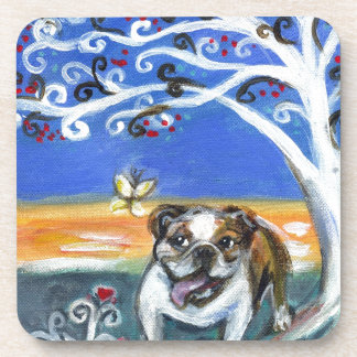 Dessous-de-verre peinture anglaise de sourire d'arbre de papillon