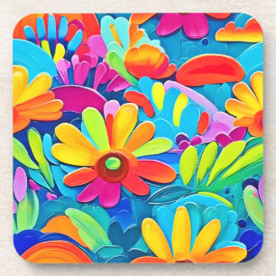 Dessous-de-verre Peinture colorée à l'énergie des fleurs