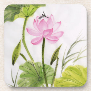 Dessous-de-verre Peinture d'aquarelle de la fleur de Lotus 2