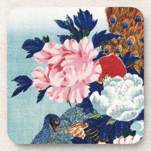 Dessous-de-verre Peinture de fleurs de paon et de pivoines vintage