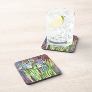 Dessous-de-verre Peinture de fleurs de printemps bleu de la Sibérie