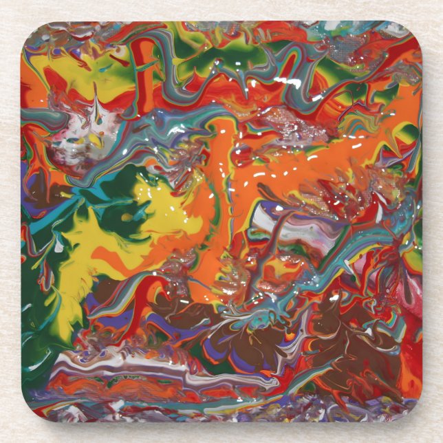 Dessous-de-verre Peinture de flux couleur arc-en-ciel (Devant)