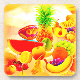 Dessous-de-verre Peinture de fruits exotiques tropicaux. Commandez