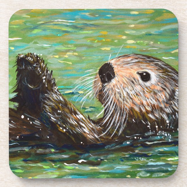 Dessous-de-verre Peinture de loutre de mer  (Devant)