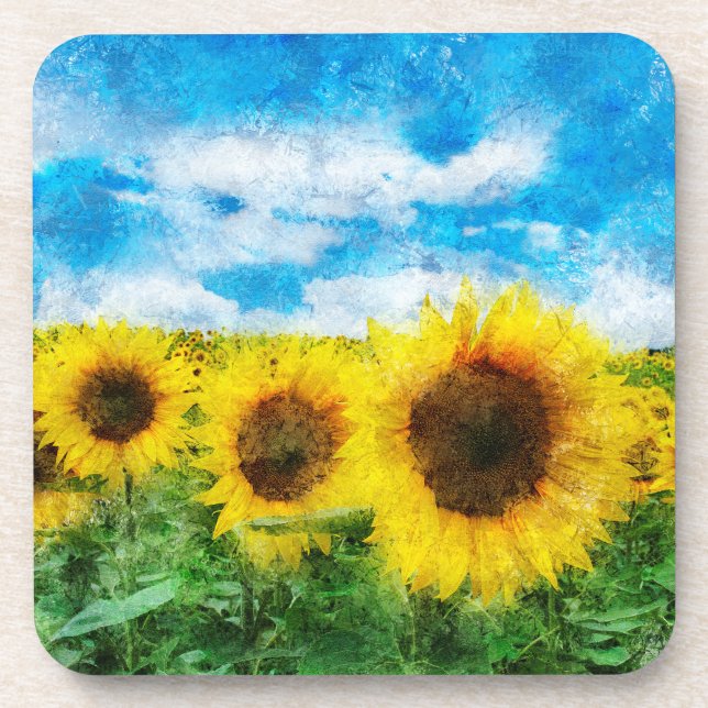 Dessous-de-verre Peinture de tournesols (Devant)