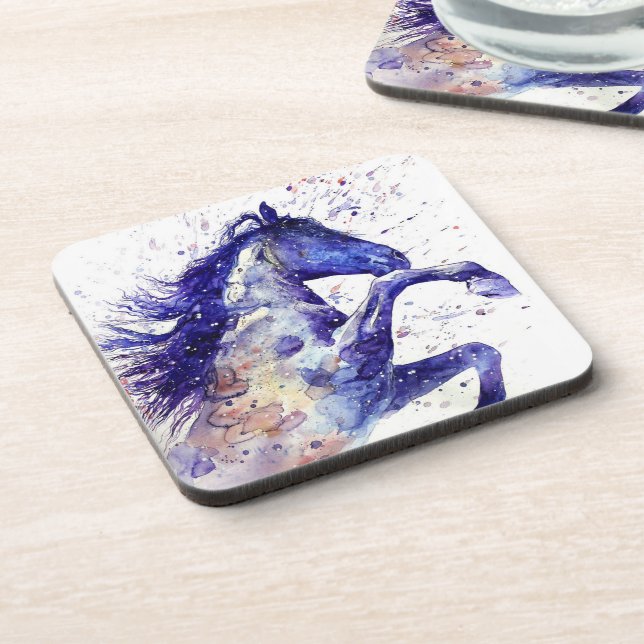 Dessous-de-verre Peinture d'éclaboussure d'aquarelle de cheval arti (Côté gauche)