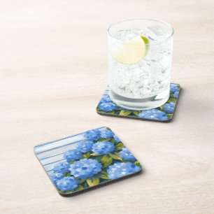 Dessous-de-verre Peinture florale d'hortensias bleus